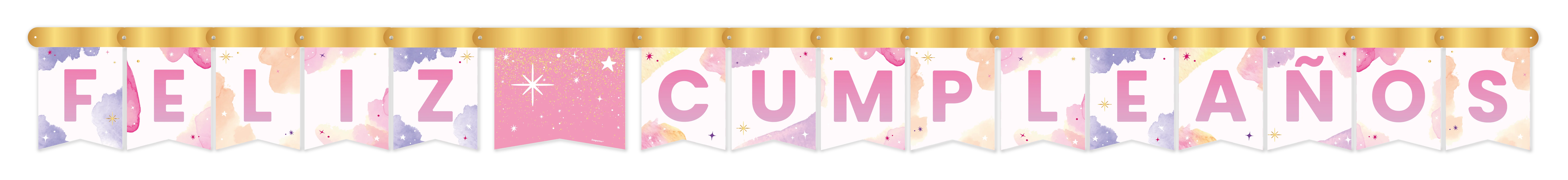 CARTEL DE LETRAS FELIZ CUMPLEAÑOS ACUARELA