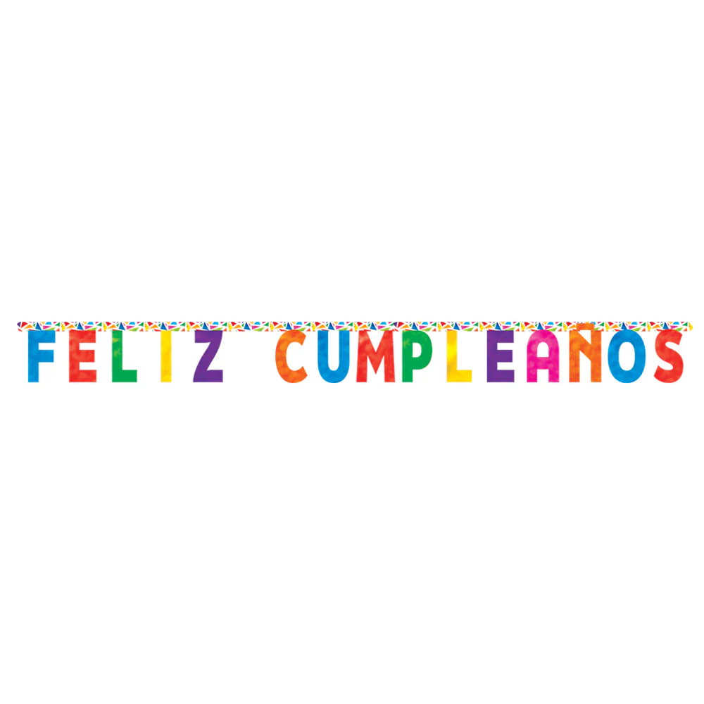 CARTEL LETRAS FELIZ CUMPLEAÑOS TRIANGULOS COLORIDOS