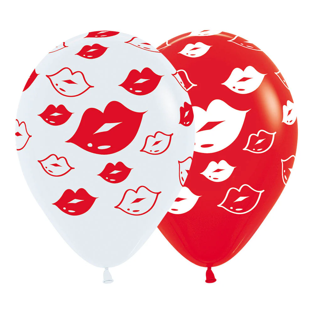 GLOBO REDONDO INFINITY® BESOS FASHION SURTIDO ROJO - BLANCO