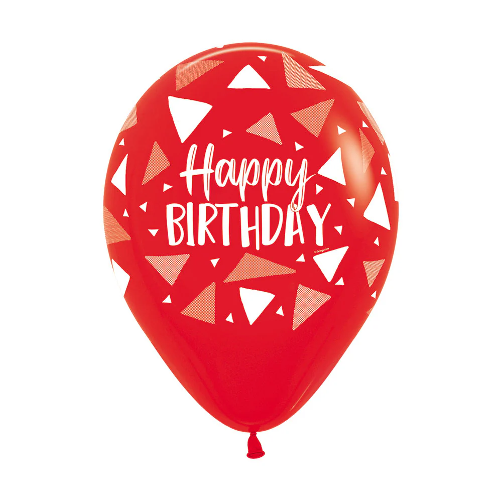 GLOBO REDONDO INFINITY® HAPPY BIRTHDAY TRIANGLES COLORFUL FASHION SURTIDO - Image 2