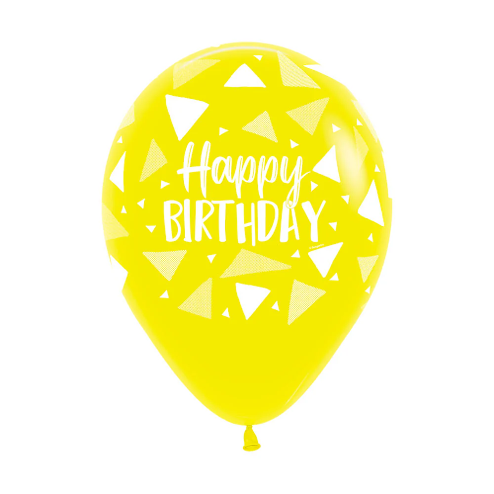 GLOBO REDONDO INFINITY® HAPPY BIRTHDAY TRIANGLES COLORFUL FASHION SURTIDO - Image 3
