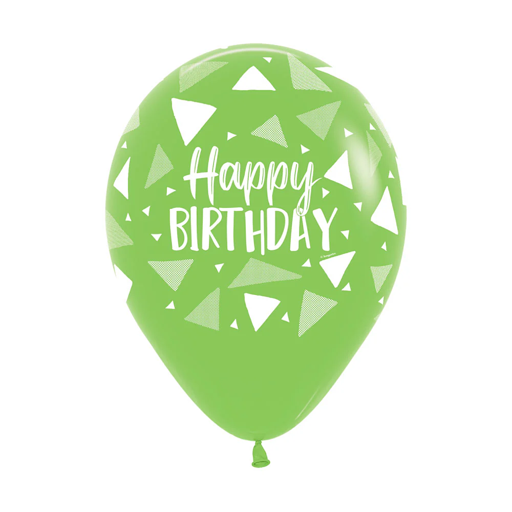 GLOBO REDONDO INFINITY® HAPPY BIRTHDAY TRIANGLES COLORFUL FASHION SURTIDO - Image 4