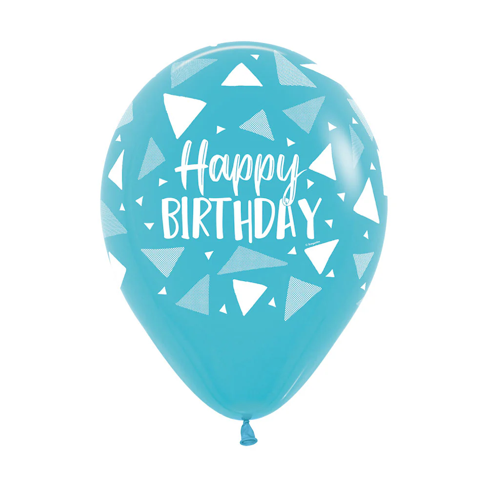 GLOBO REDONDO INFINITY® HAPPY BIRTHDAY TRIANGLES COLORFUL FASHION SURTIDO - Image 5