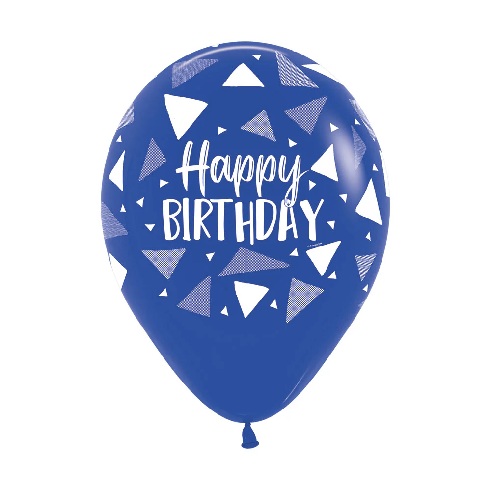 GLOBO REDONDO INFINITY® HAPPY BIRTHDAY TRIANGLES COLORFUL FASHION SURTIDO - Image 6