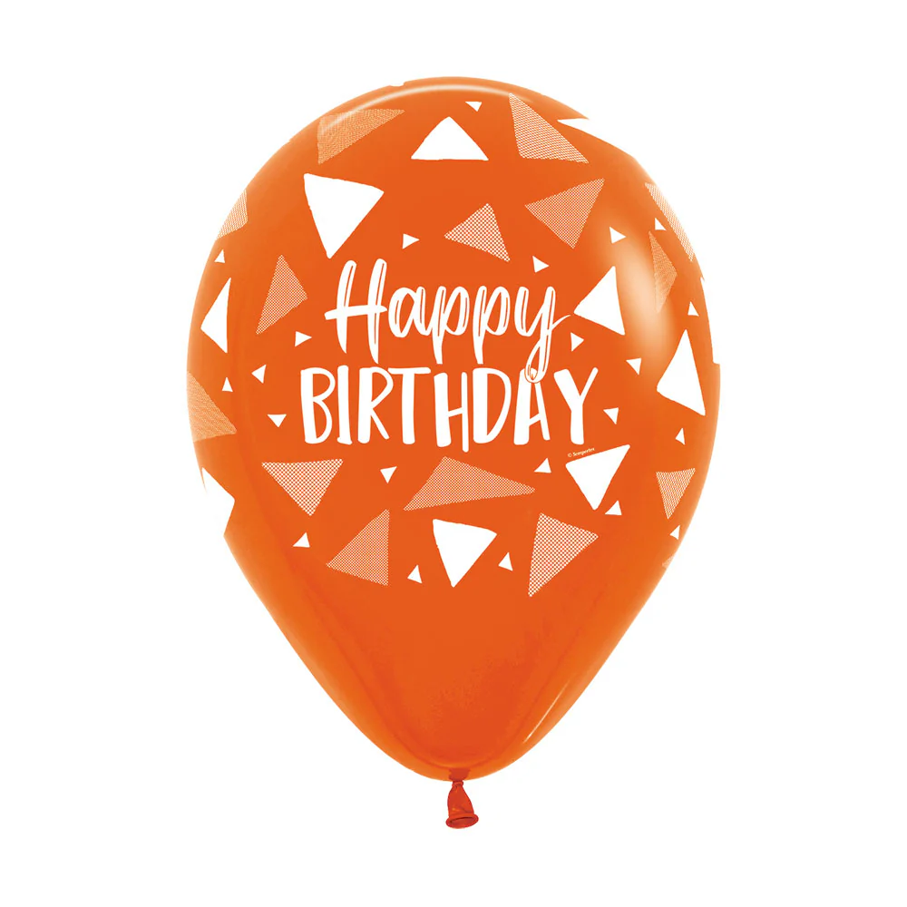 GLOBO REDONDO INFINITY® HAPPY BIRTHDAY TRIANGLES COLORFUL FASHION SURTIDO - Image 7
