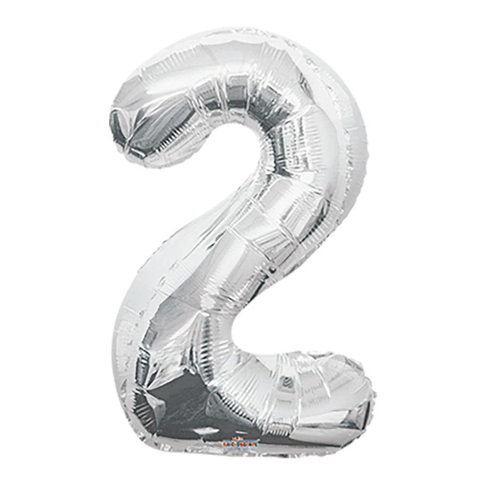 GLOBO METALIZADO NUMERO 2 PLATA