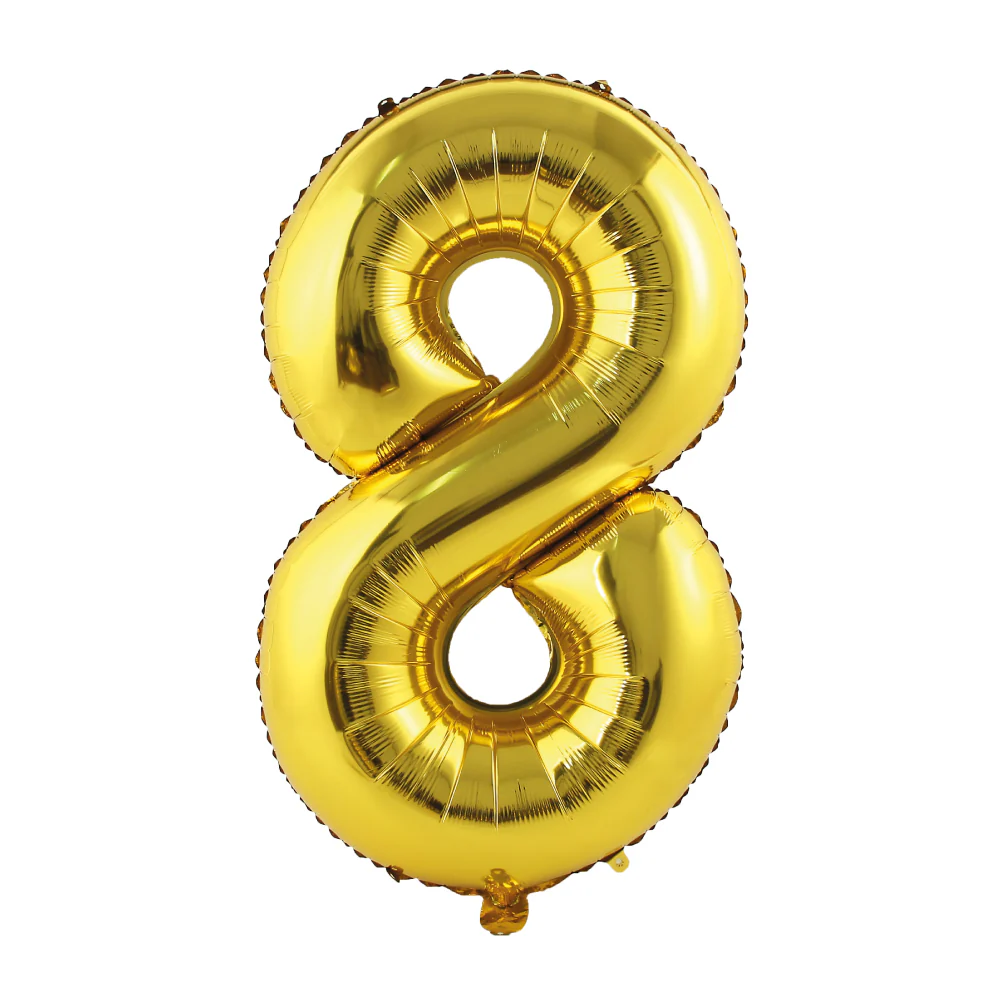 GLOBO METALIZADO NUMERO 8 DORADO MATE