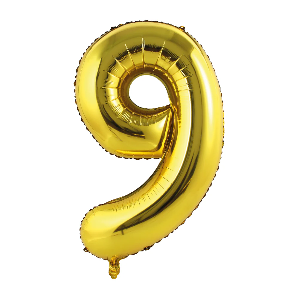 GLOBO METALIZADO NUMERO 9 DORADO MATE