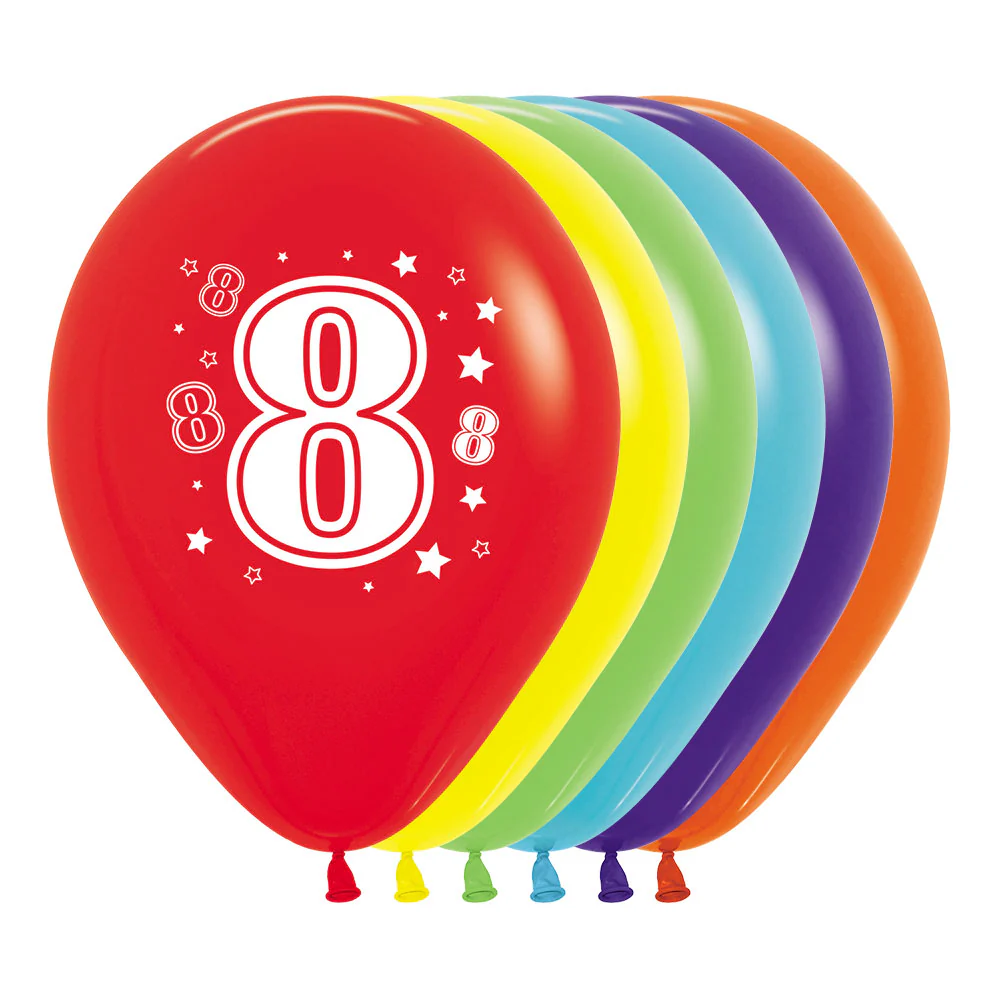 GLOBO REDONDO 2 CARAS NUMERO 8 FASHION SURTIDO
