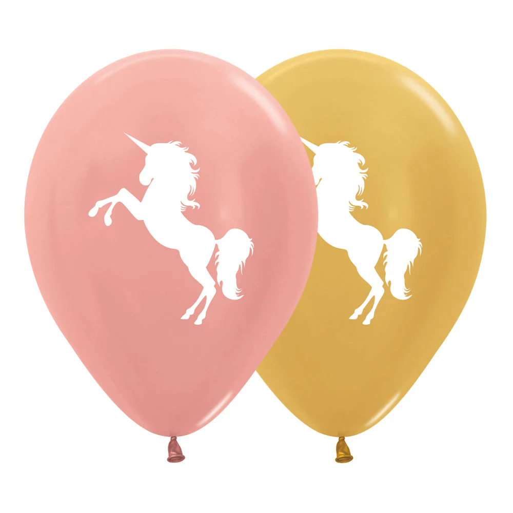 GLOBO REDONDO 2 CARAS UNICORNIO DORADO METAL SURTIDO