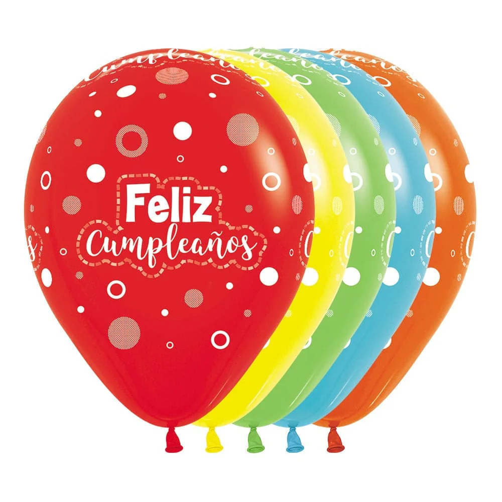 GLOBO REDONDO INFINITY® FELIZ CUMPLEAÑOS MULTICOLOR FASHION SURTIDO
