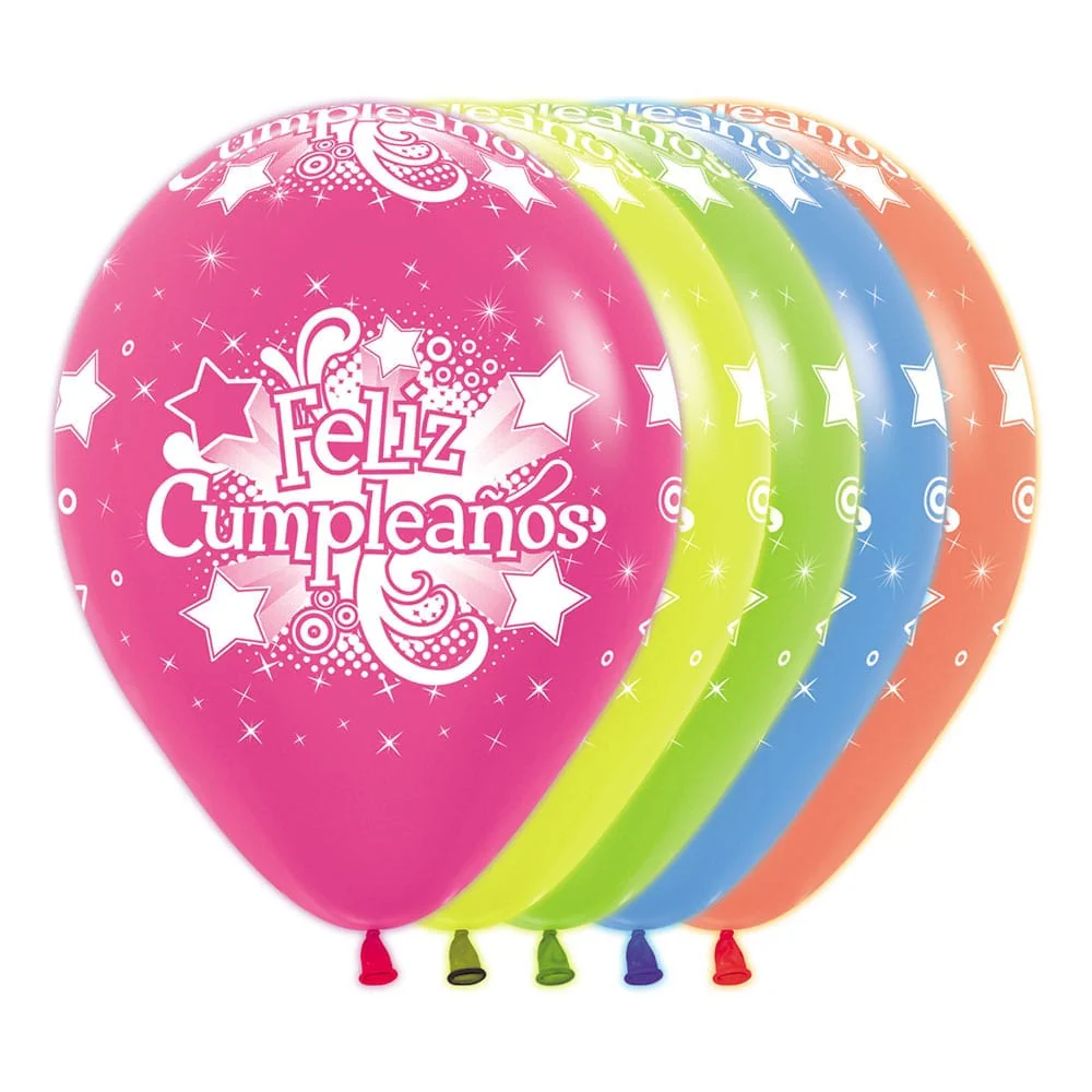 GLOBO REDONDO INFINITY® FELIZ CUMPLEAÑOS NEON SURTIDO