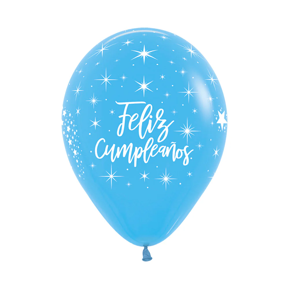 GLOBO REDONDO INFINITY® FELIZ CUMPLEAÑOS RADIANTE FASHION AZUL