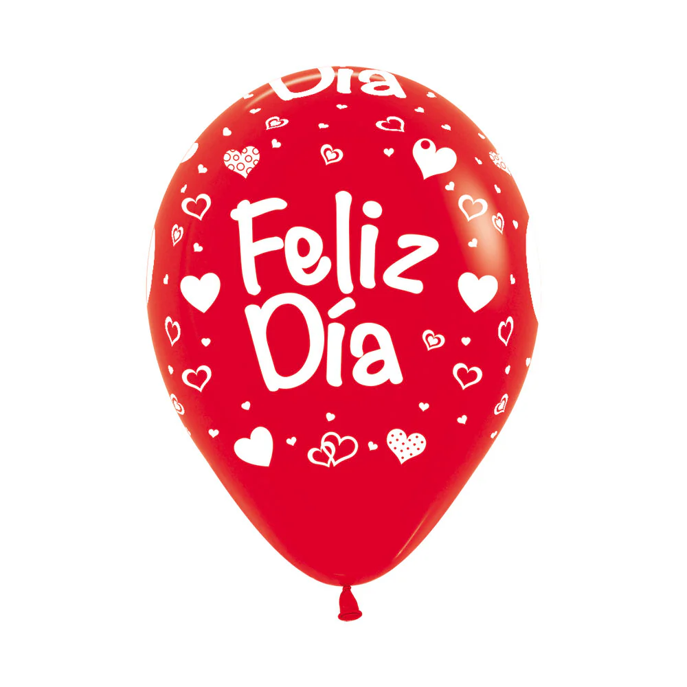 GLOBO REDONDO INFINITY® FELIZ DIA CORAZONES FASHION ROJO