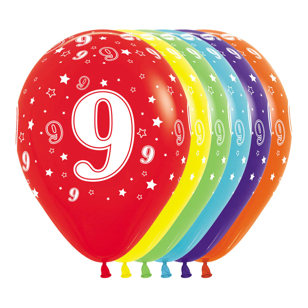 GLOBO REDONDO INFINITY® NUMERO 9 FASHION SURTIDO