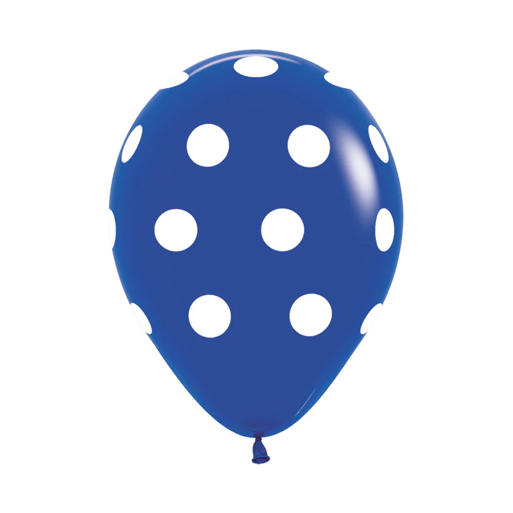 GLOBO REDONDO INFINITY® POLKA BLANCO FASHION AZUL REY
