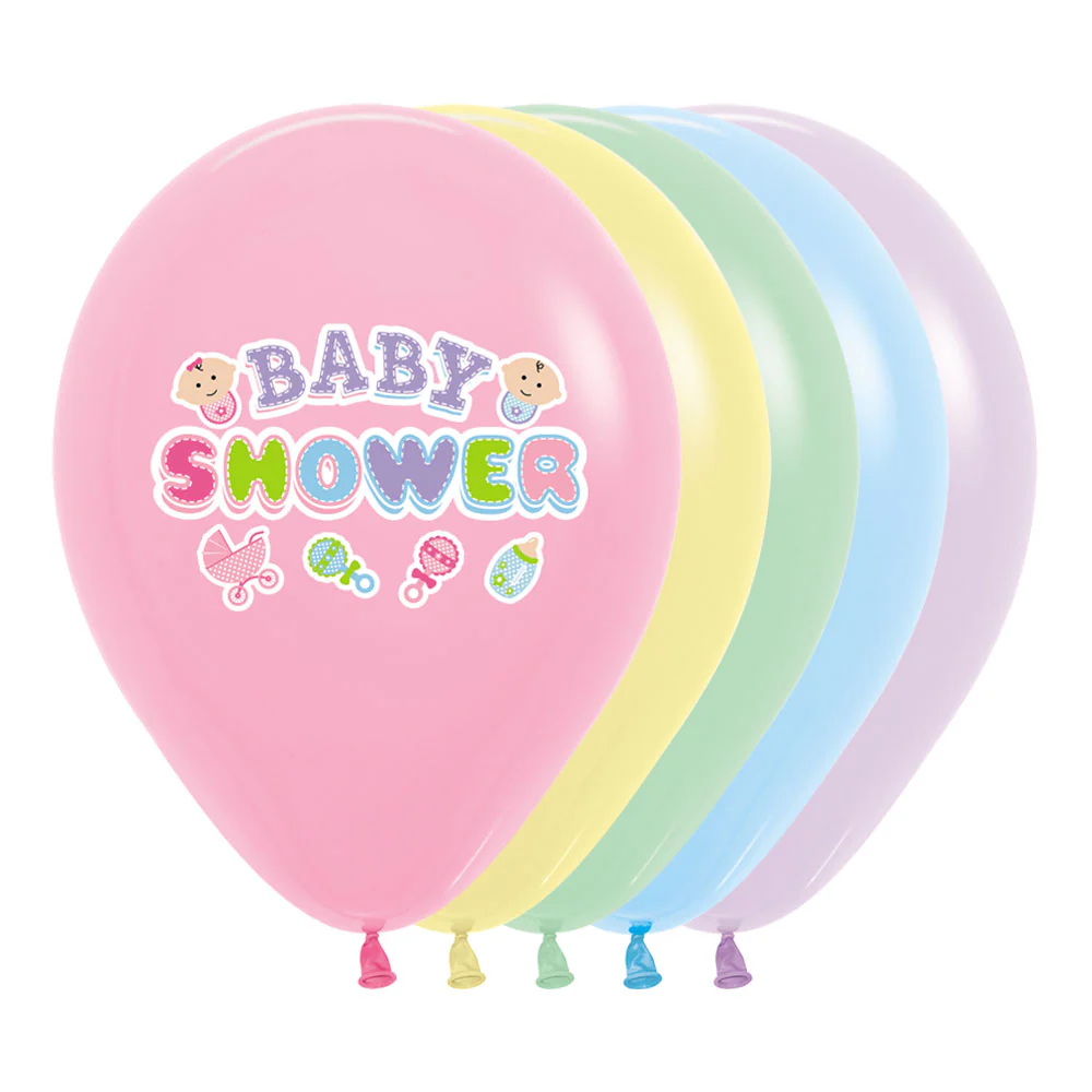 GLOBO REDONDO POLICROMÍA BABY SHOWER PASTEL SURTIDO