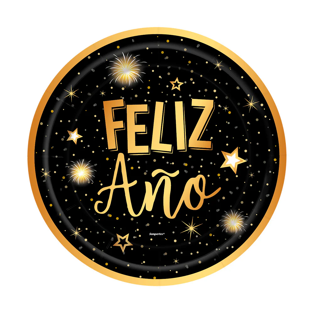 PLATO METALIZADO FELIZ AÑO