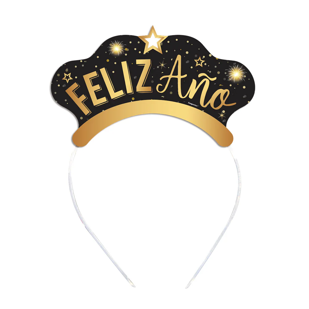 TIARA IMPRESA METALIZADA FELIZ AÑO