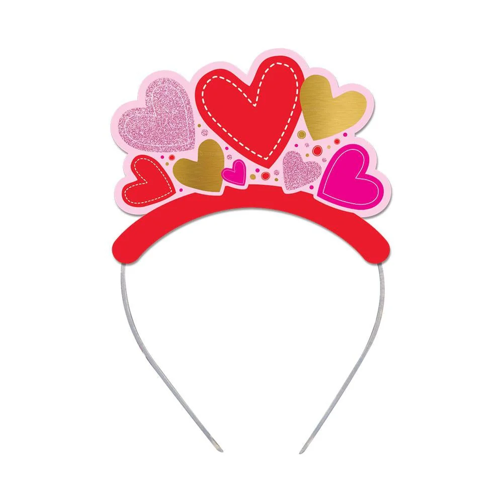 TIARA METAL Y ESCARCHADA CORAZONES SURTIDOS